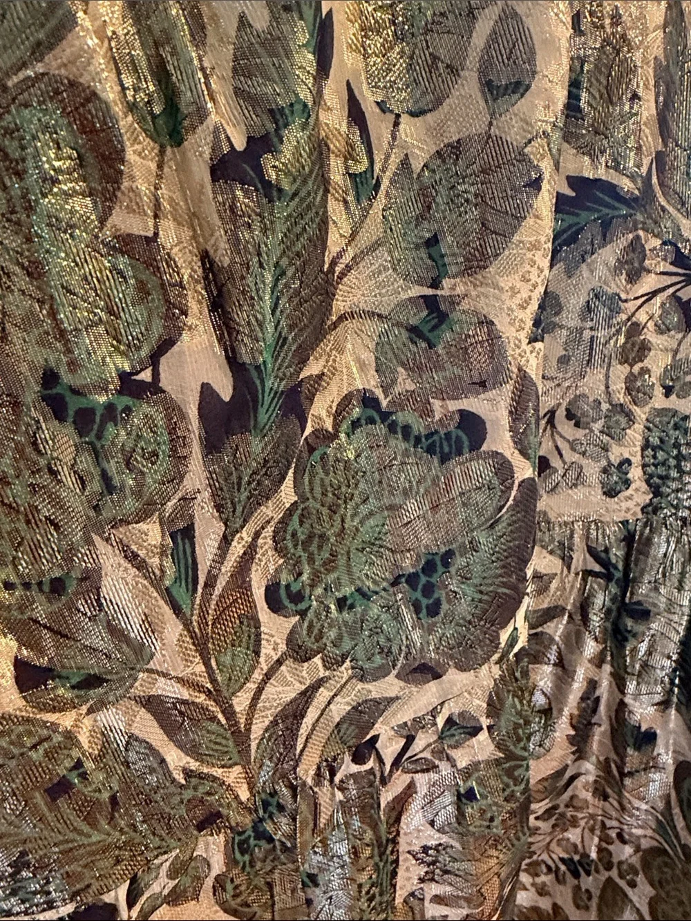 NWT J.Crew Collection Metallic Silk Floral Maxi Dress Size 12 Gold Green